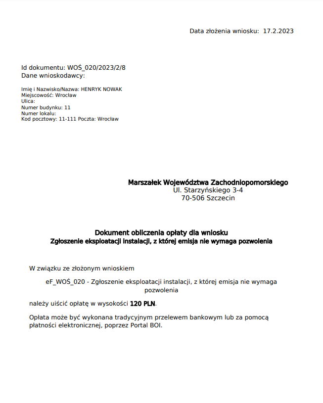 Składanie wniosku wymagającego opłaty – podgląd płatności w BOI – cz. 3