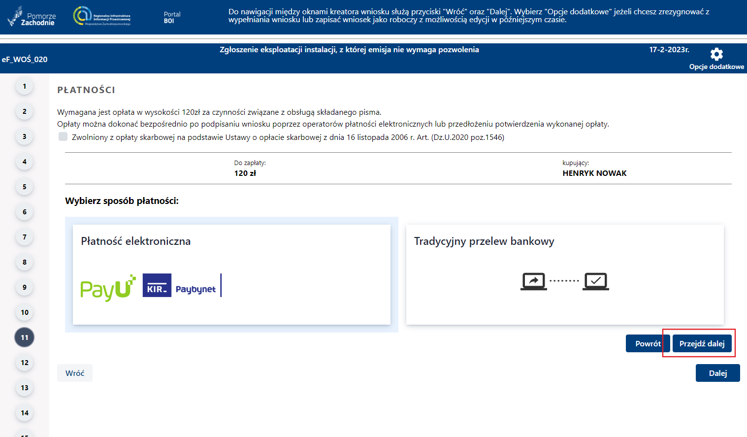Składanie wniosku wymagającego opłaty – cz. 4