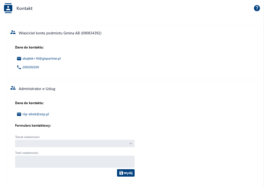 Kontakt - kontekst podmiotu