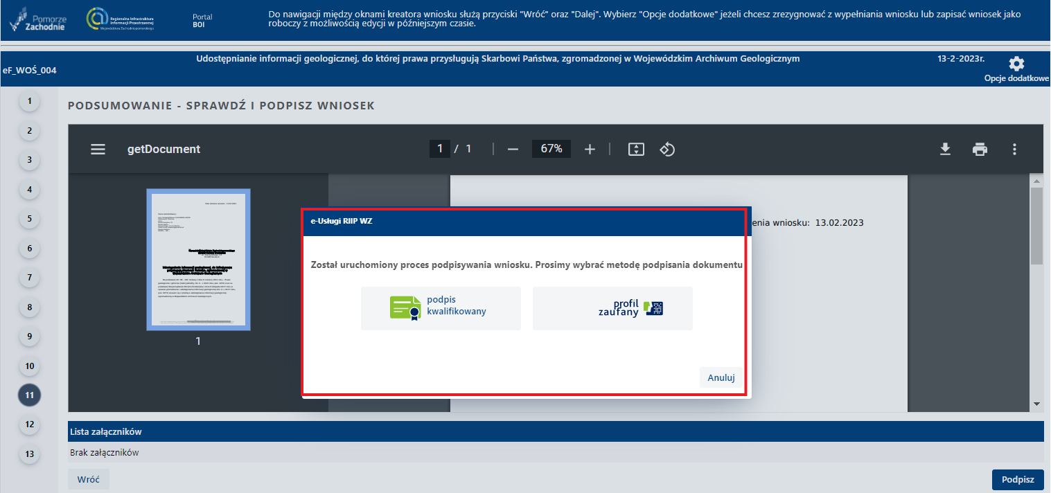Składanie wniosku wymagającego uwierzytelniania – cz. 14