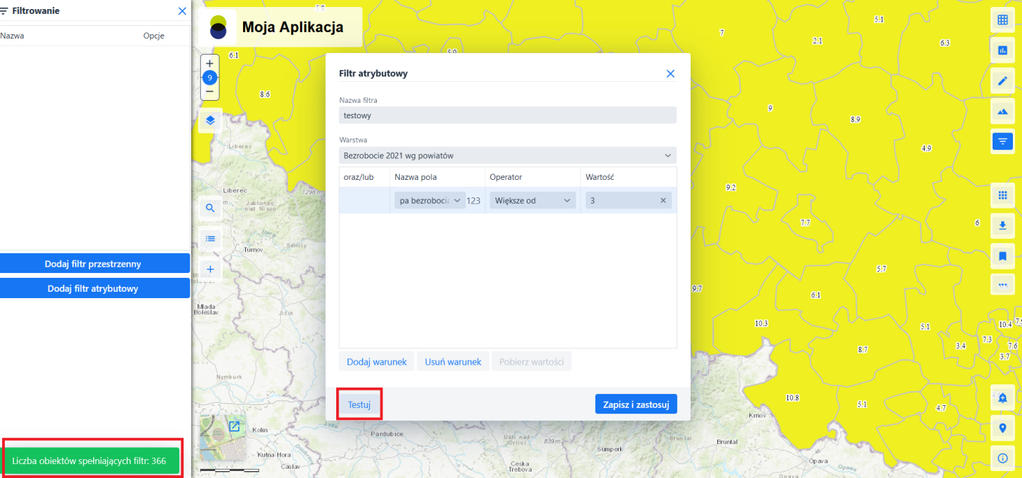 Filtrowanie atrybutowe - Testuj