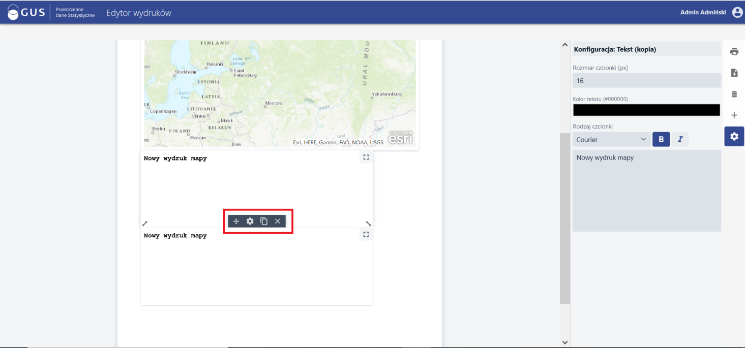 Drukuj – Typy prezentacji – menu dla element wydruku